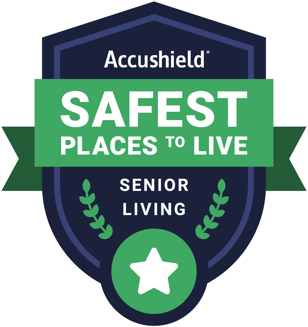Safest Places to Live™ Verified Senior Living Community by Accushield