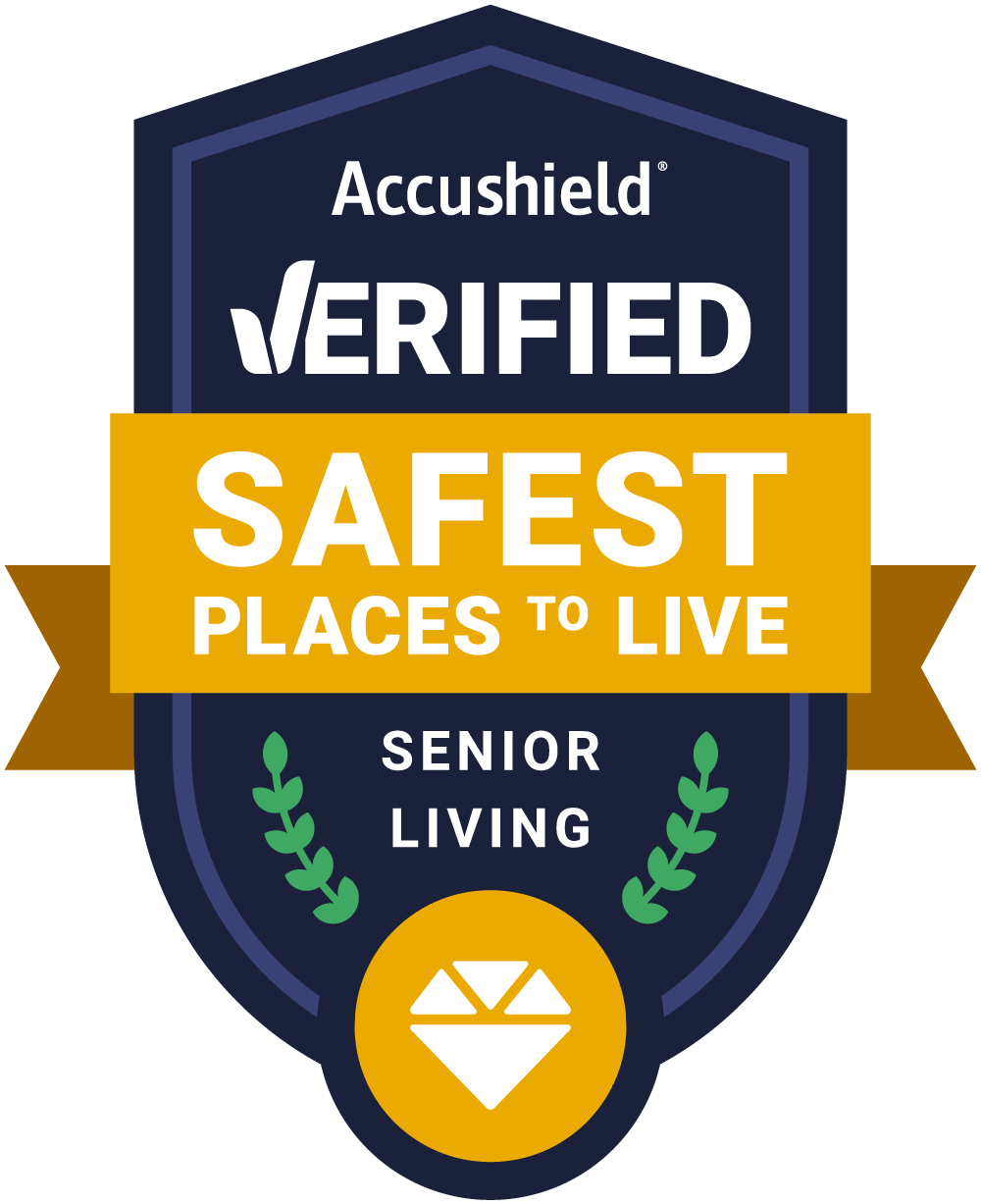 Safest Places to Live™ Verified Senior Living Community by Accushield