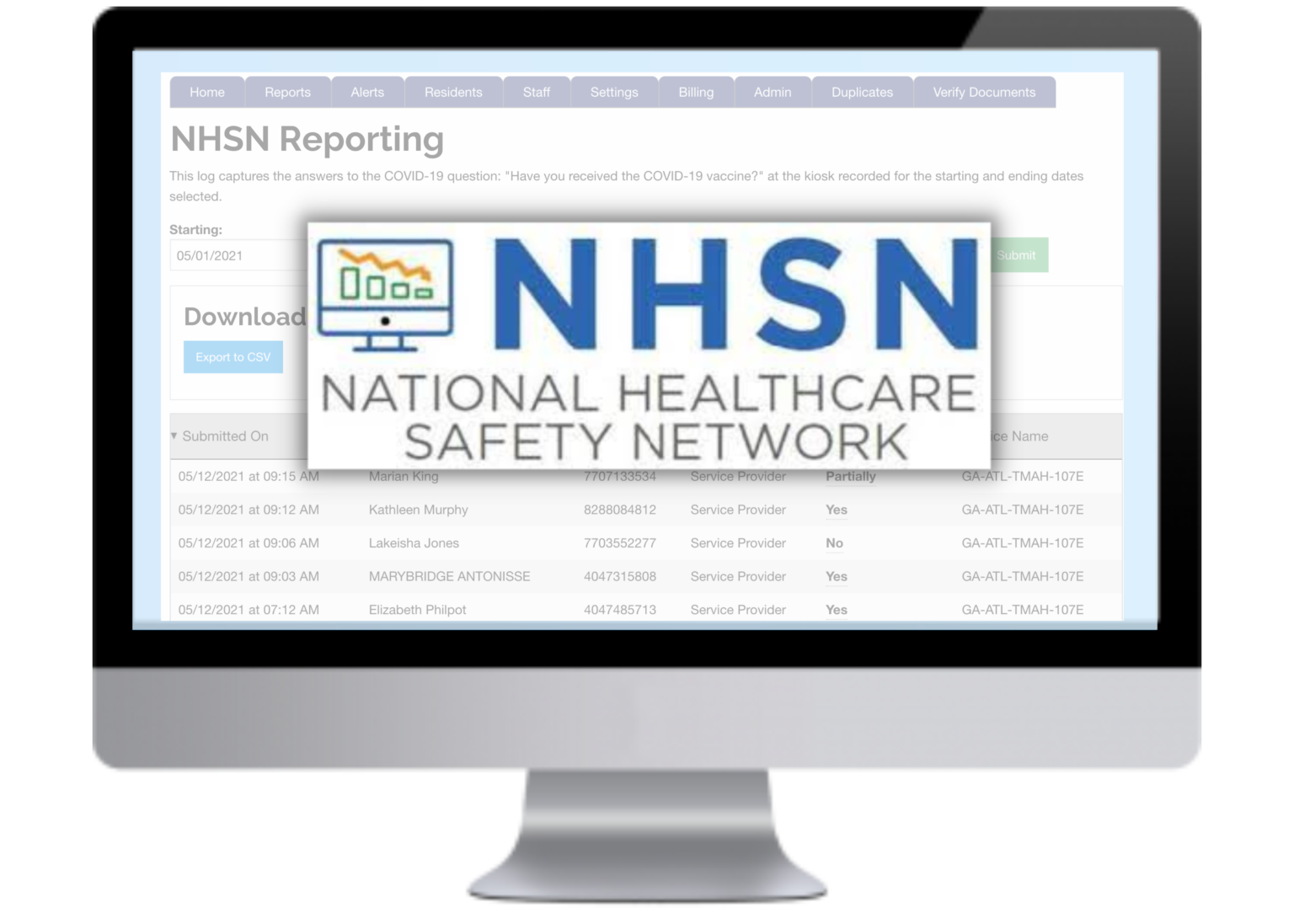 Visitor management signin kiosk for skilled nursing facilities