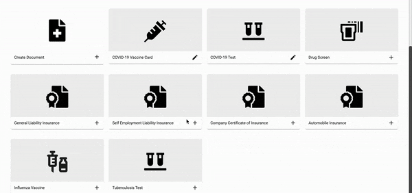 gif showing how to create a new document with Accushield's Document Management feature