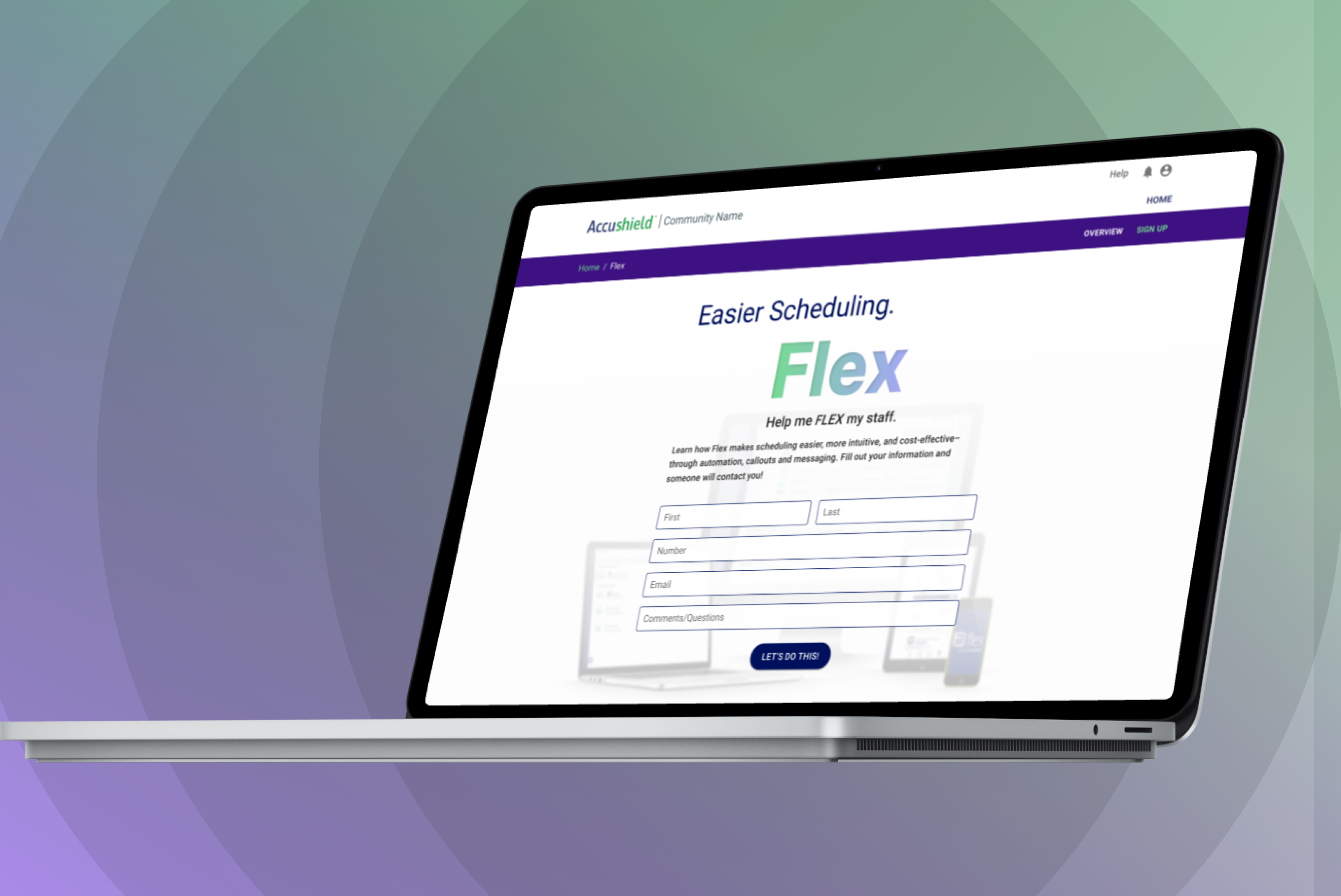 landing page showing new and improved flex for easier staff scheduling