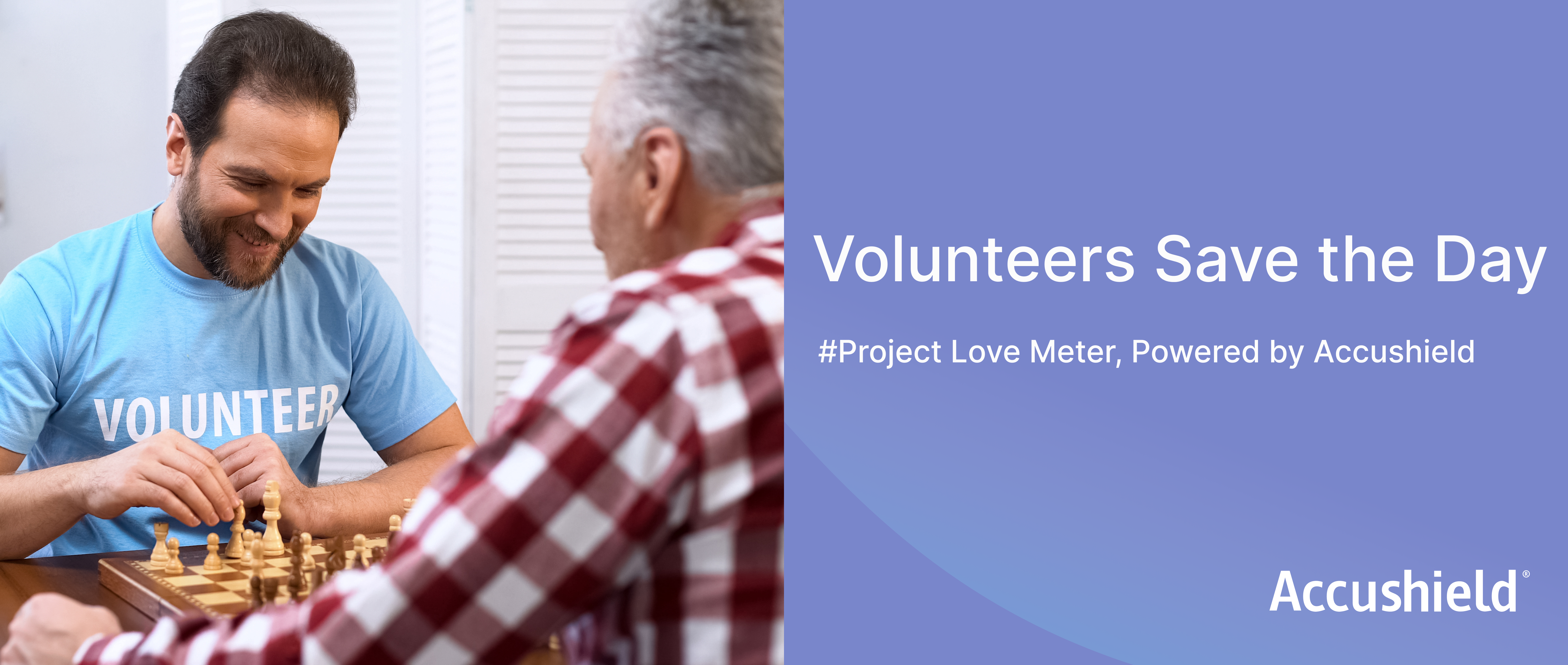 volunteer playing a board game with a senior - Project Love Meter