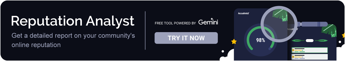 Reputation Analyst by Accushield - Free tool powered by Gemini to analyze senior living communities' online reputation. Get a detailed report on reviews and ratings. Try it now!